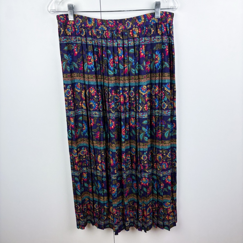 Talbots Vintage 90s Floral Pleated Midi Skirt Button Front Blazer Jacket Top Set - Picture 8 of 13